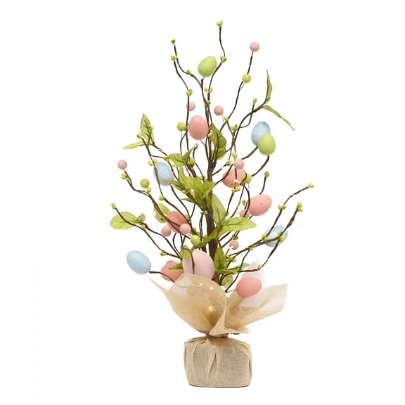 LAMIRO Lighted Easter Tree Battery Powered Timer Warm White Led Artificial Branch Tree for Home Party Festival Wedding Decor, Creative Realistic Plastic Led Mini Tree Lamp