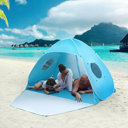 iCorer Extra Large Pop Up Instant Portable Outdoors 2-3 Person Beach Cabana Tent Sun Shade Shelter Sets Up in Seconds, Light Blue, 78.7