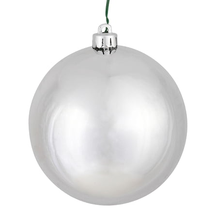 Vickerman 2.4 Christmas Ornament Ball Silver Shiny Finish Shatterproof Plastic UV Resistant Holiday Christmas Tree Decoration 24 Pack