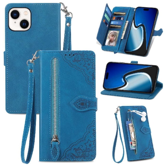 Funda billetera anti-golpes para GANGXUN iPhone 15 , ideal para día a día y trabajo