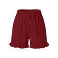 thumbnail image 6 of YMNXA Women's Summer Shorts Elastic Waisted Solid Color Straight Leg Ruffles Comfortable Fashion Shorts For Daily Wear,Rd1,L, 6 of 7
