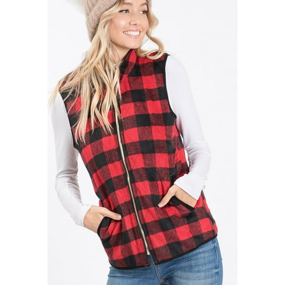 The Kassidy - Women's Black & Red Fleece Vest