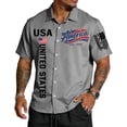 thumbnail image 2 of 4th Of July Hawaiian Shirts for Men American Flag Printed Us 250 Year American Shirts Short Sleeve 1776-2026 Button Down Patriotic Shirts for Memorial Day Independence Day Hawaiian Shirt,Gray L, 2 of 4