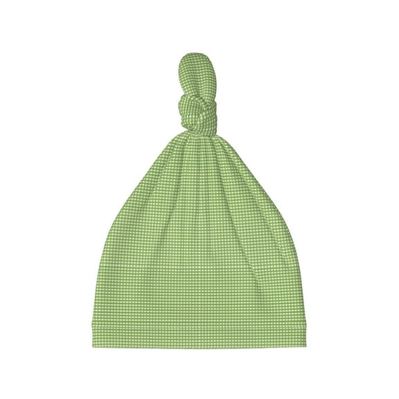 Daiia Green Gingham Pattern Baby Beanie Knit Toddler Hat Kids Embroidered Beanies Cap for Girls Boys 0-8 Years