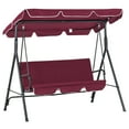 thumbnail image 3 of Outsunny 3-Seat Outdoor Patio Swing Chair with Removable Cushion, Steel Frame Stand and Adjustable Tilt Canopy for Patio, Garden, Wine Red, 3 of 10