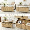 thumbnail image 3 of YOCWO Lift Top Coffee Table with Hidden Compartment & Storage Shelve, Arched Fluted Coffee Table for Living Room, Oak, 3 of 7