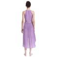 thumbnail image 2 of iiniim Women's Lyrical Dance Dress Halter Sleeveless Mesh Tulle High Low Skirt Leotard Modern Contemporary Dancewear Light Purple XL, 2 of 7