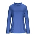 thumbnail image 4 of Floleo Women's Ribbed Turtleneck Fitted Tops Long Sleeve Shirts Basic Thermal Layering(Blue,L), 4 of 9