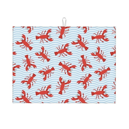 

Honeii Cartoon Lobsters 1 Print Kitchen Drying Mat Coffee Bar Mat Hide Stain Coffee Maker Mat for Countertops Coffee Pot Dish Drying Mat