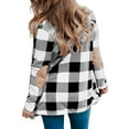 thumbnail image 4 of Women's Cardigan Long Sleeve Jacket Women Plaid Cardigan Fall Fashion Checkered Coat Top,Black Women's Cardigan M, 4 of 7