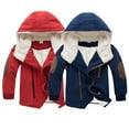 thumbnail image 6 of LRen Kids Boy's Winter Coat Lined Waterproof Jacket Puffy Cotton Coat Thick Hooded Down Outdoor Coats,9-10 Years,A-Brick Red, 6 of 6