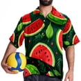 thumbnail image 4 of Watermelon Men's Casual Printed Poplin Short Sleeve Button Down Beach Shirt with Spread Collar Top, 4 of 6