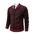 thumbnail image 2 of ZCFZJW Men's Full Zipper Cardigan Slim Fit Knitted Sweater Classic Fit Fall Winter Long Sleeve Stand Collar Pullover Casual Jacket Tops with Pockets Wine M, 2 of 5