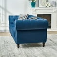 thumbnail image 5 of 3 Seater Velvet Sofa with Roll Armrests and Nailhead Trim, Mid Century Modern Couch for Living Room, Office or Apartment, Blue, 5 of 9