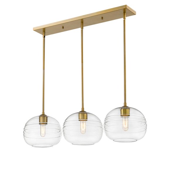 Z-Lite Harmony 3 Light Clear Glass Steel Island Pendant in Olde Brass