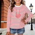 thumbnail image 2 of Glisme Girls Tops Size 3-4 Years Long Sleeve Stripe T-Shirts Colorful Festival Party T-Shirts Comfortable Casual For Kids Softness Red Graphic Tee, 2 of 4