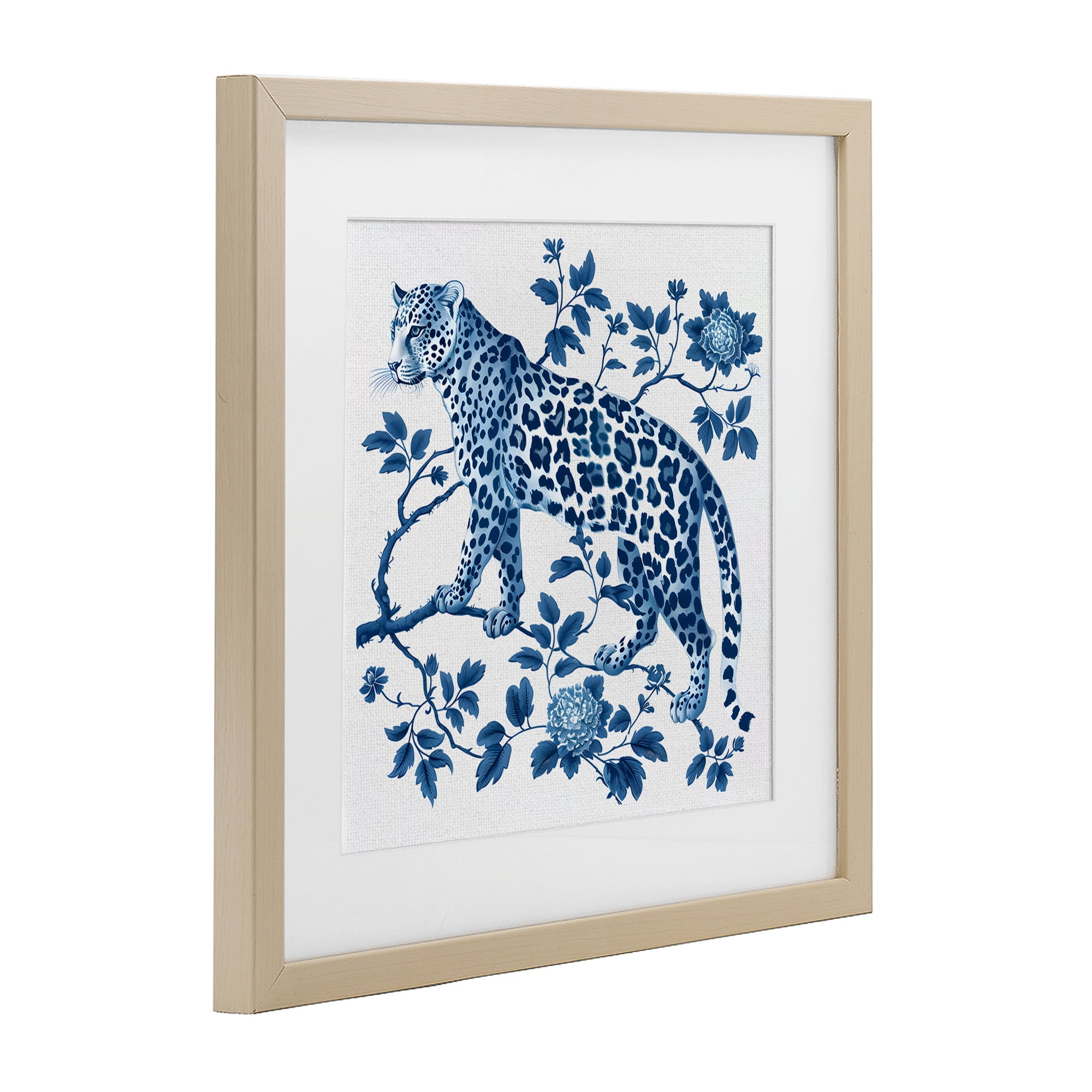 Traditional Ornate Floral Leopard Birch Framed Print Under Glass, design by Lettered and Lined
