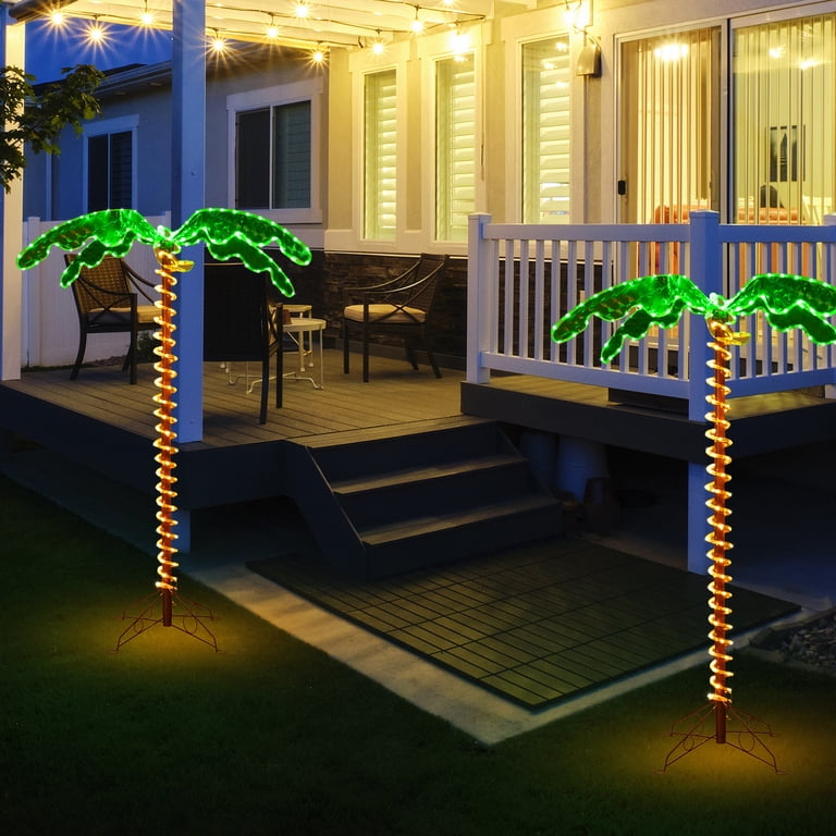 Gymax 5ft Pre-lit LED Rope Light Palm Tree Hawaii-Style Holiday