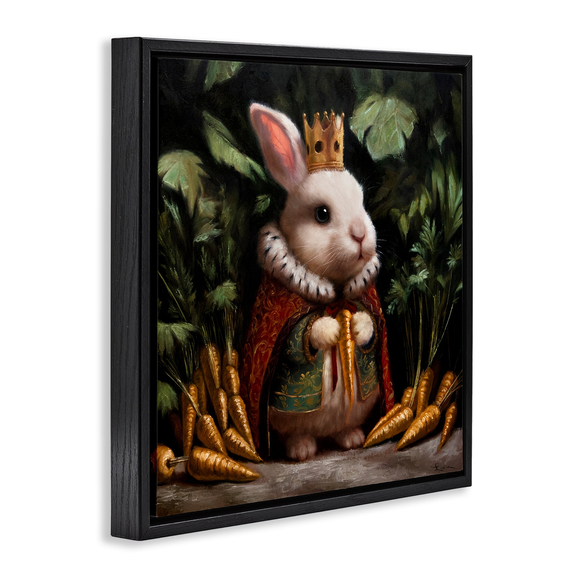 Stupell Industries Carrot Gold Royal Rabbit Black Framed Floater Canvas Wall Art, design by Lucia Heffernan