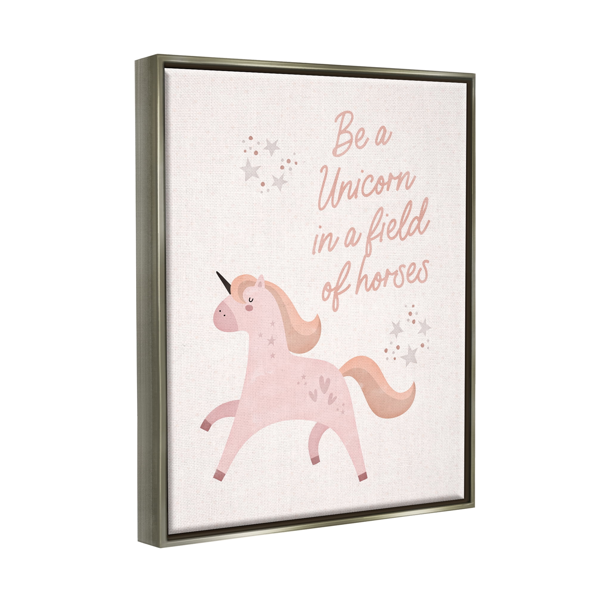 Stupell Be A Unicorn In A Field Of Horses Phrase Fairy Tales & Fantasy Painting Gray Floater Framed Art Print Wall Art