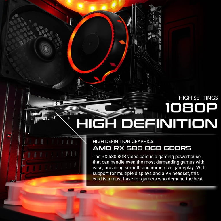 Saav T101 Gaming PC Desktop: Intel i5 3.4GHz, 16GB RAM, 1TB SSD, AMD Radeon  RX580 8GB, Wifi, Windows 10 Home