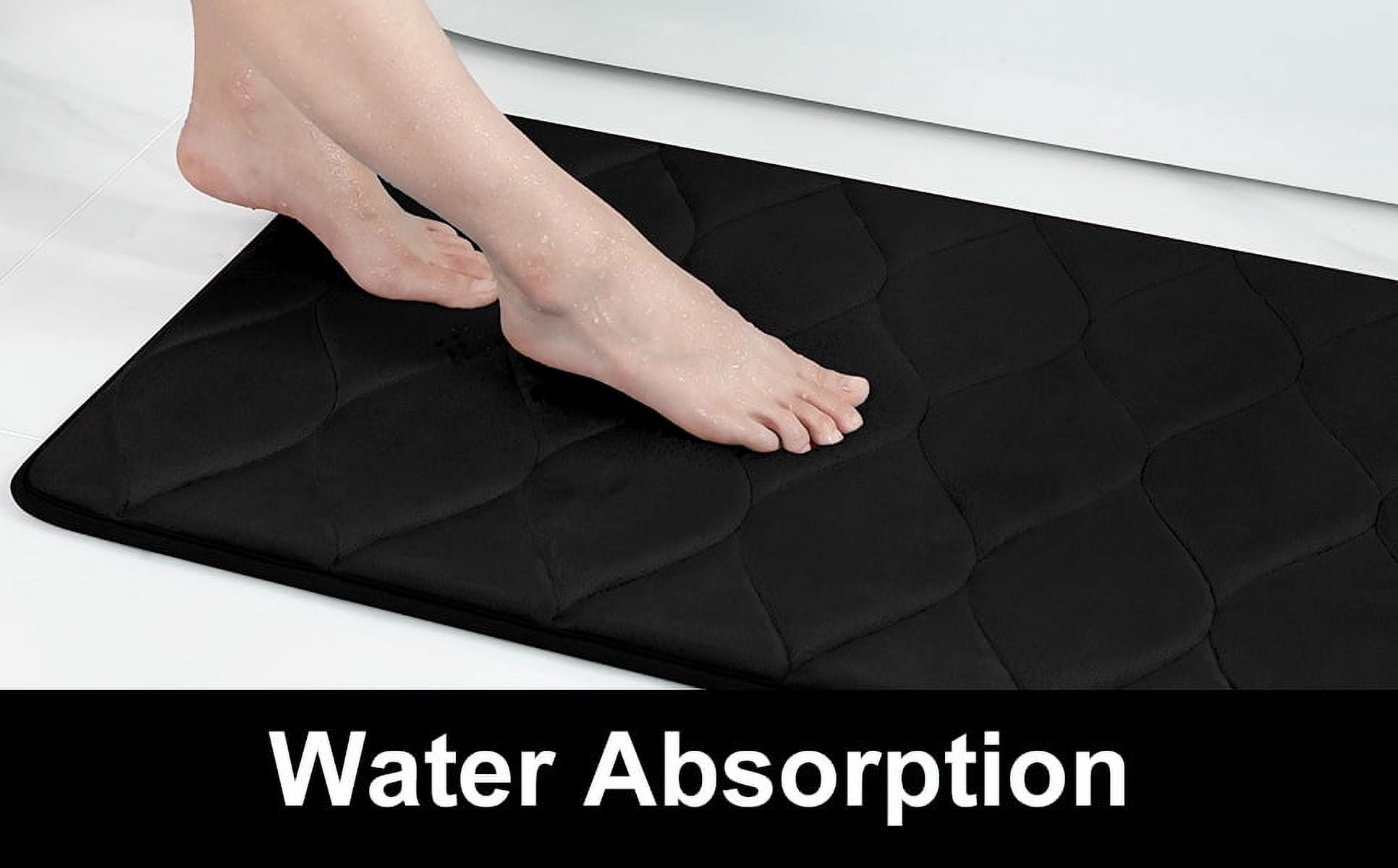 Yafa Home Fashion 1pc:24" X 35" Bath Rug, Memory Foam; Machine Washable, Water Absorbent & Non-Slip Bathmats(Black)