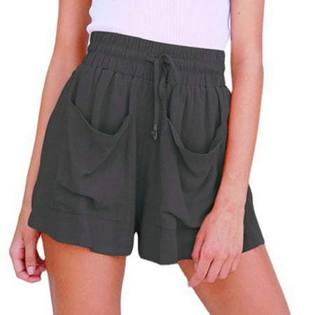 ZPYESWOW Tummy Control Biker Shorts for Women Women s Summer Cotton Drawstring High Waist Everything Large Size Loose Wide Leg Shorts Shorts Hiking Shorts Women Grey M