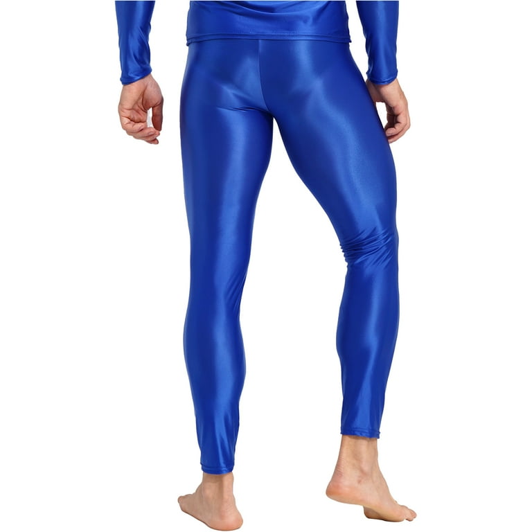 Yeahdor Mens Glossy Solid Color Leggings Shiny Skinny Pants for