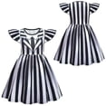 thumbnail image 5 of Disfraz de B-Beetlejuice 2 para niñas, disfraz de mago del inframundo, disfraz de BBeetleJuiceS para cosplay, conjunto de peluca y vestido a rayas para carnaval infantil, 5 of 5