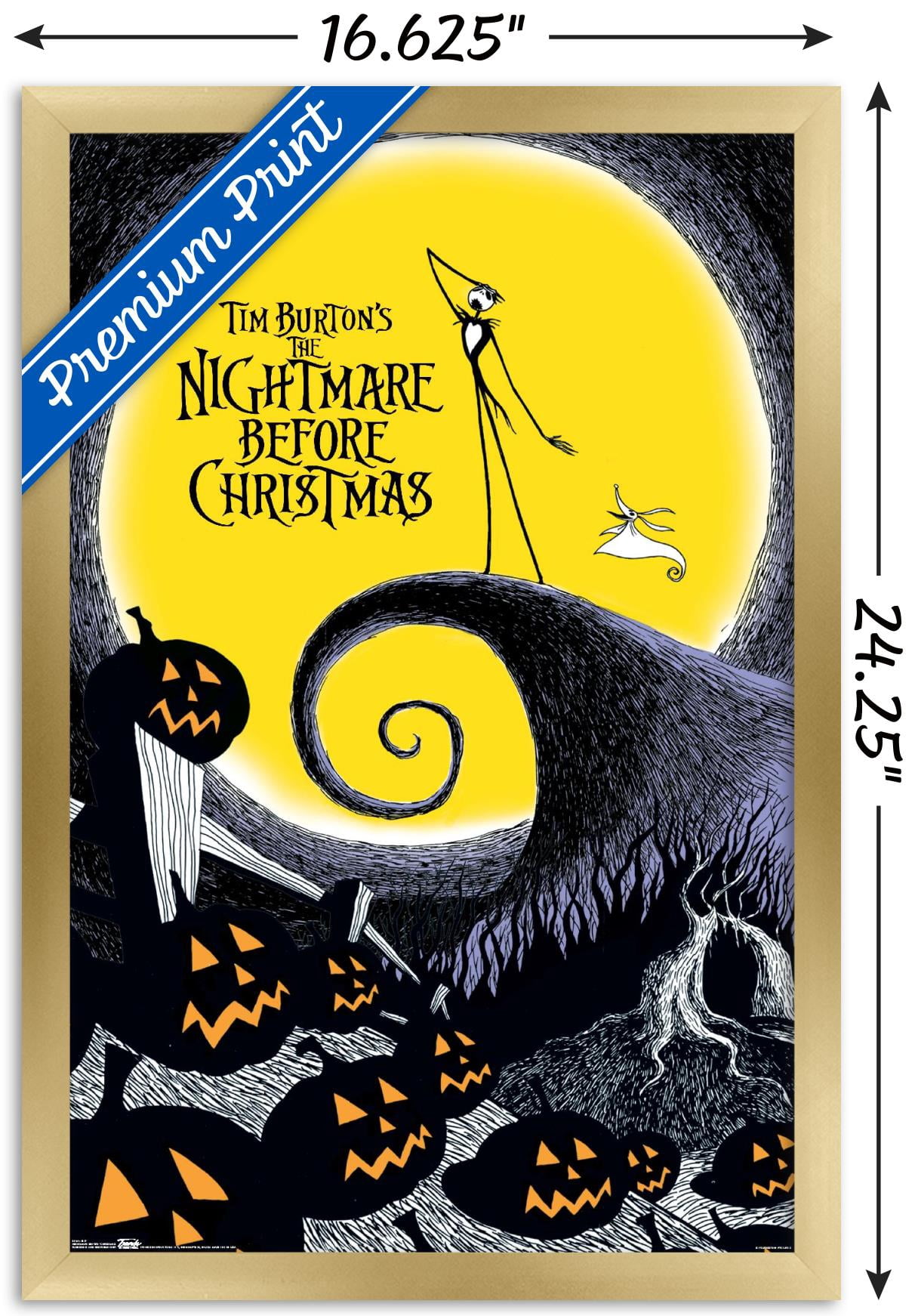 Disney Tim Burton's The Nightmare Before Christmas Wall Poster, 14.725" x 22.375" Framed