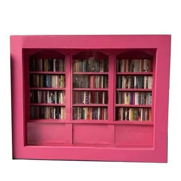 Black and Friday Deal 2024!Anxiety Bookshelf Miniature Book Library 5.9"*4.7" Shake Bookshelf ShakeAway Your Anxiety Contains 200 Miniature Book Models Antique Style Gift Decoration Wood