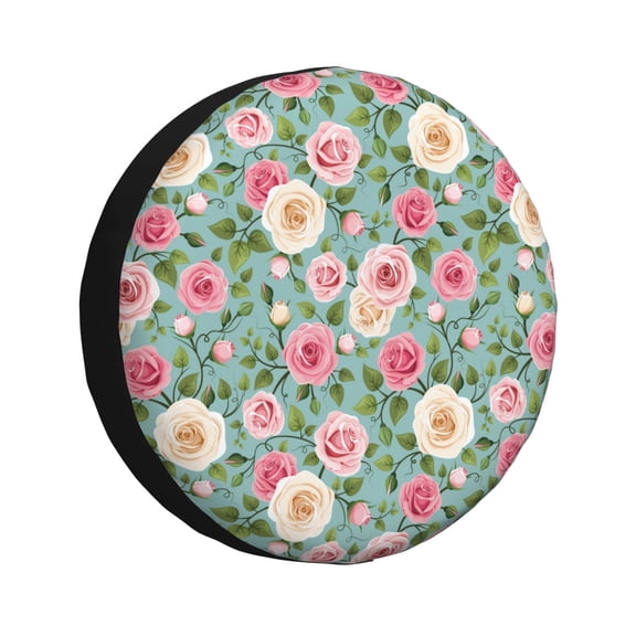 Naloa Rose Flowers PVC Leather Spare Tire Wheel Cover for Car Truck SUV Camper Trailer Universal Fit many size14 inch