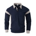 thumbnail image 2 of YOIAVAIOY Men's Solid Color Long Sleeve Shirt, Corduroy Slim Fit Lapel Pocket, Casual Fashion Style Tops Navy XXXL, 2 of 8