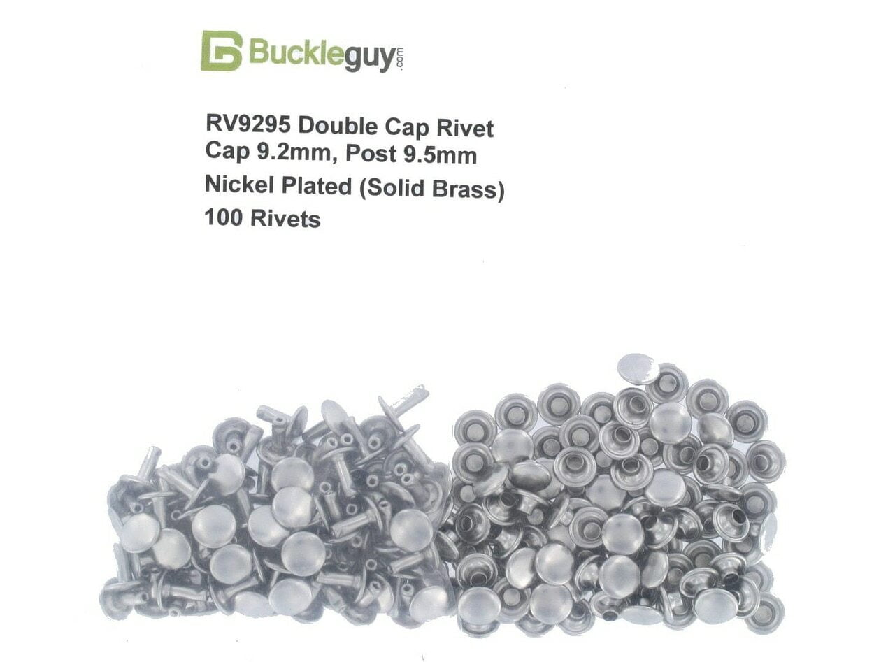 Buckleguy Double Cap Rivet, Black Matte, Solid Brass-LL (100 Sets per Bag), Multiple Sizes