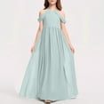 thumbnail image 5 of Cold Shoulder Junior Bridesmaid Dress Pleated Chiffon Flower Girls Dresses for Formal Wedding Pageant Party Gown 3-14T, 5 of 5