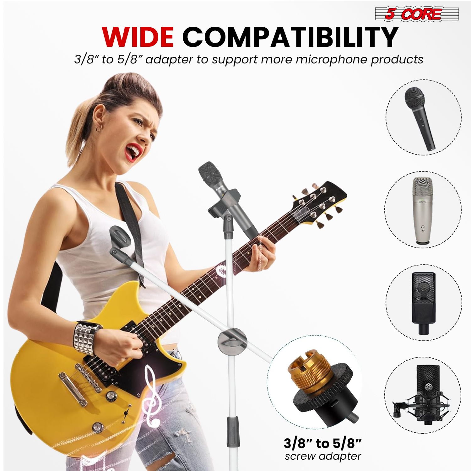 2-Pack Adjustable Microphone Stand with Boom Arm, Dual Mic Holder, Heavy Duty Tripod Floor Stand for Studio Recording & Live Performance
