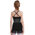 thumbnail image 5 of iiniim Girls Sparkly Rhinestone Tassel Dress Latin Jazz Ballroom Salsa Dance Leotard Fringe Skirted Black 10, 5 of 7
