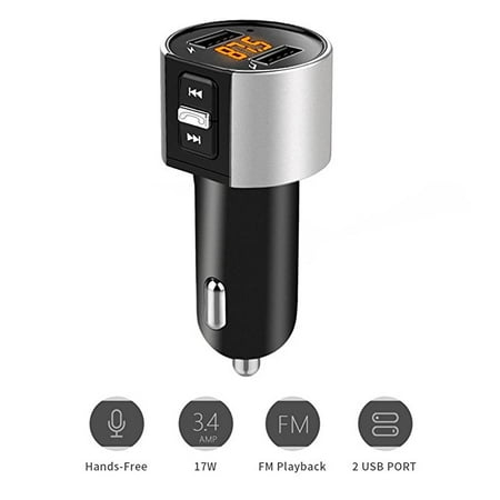 Roadwi Bluetooth Wireless FM Transmitter Car Radio Adapter MP3 Player Hands Free Car Kit Charger