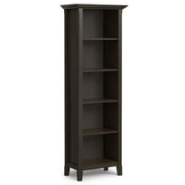 Simpli Home Amherst 24 inch Wide Solid Wood Transitional 5 Shelf Bookcase in Hickory Brown