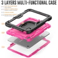 thumbnail image 6 of SaniMore for iPad 10th Generation 10.9" 2022 Back Case with 360° Rotating Kickstand Holder Screen Protector Tri-layer Heavy Duty Drop-resistant Shockproof Case for iPad 10th Gen 2022, Rose/Black, 6 of 8