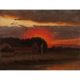 thumbnail image 2 of Knud Baade 18x15 Gold Ornate Wood Frame and Double Matted Museum Art Print Titled - The Elbe in Sunset (1844), 2 of 4