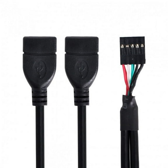CY USB 9Pin 10Pin Motherboard Female Header to Dual USB 2.0 Female Adapter Cable 50cm