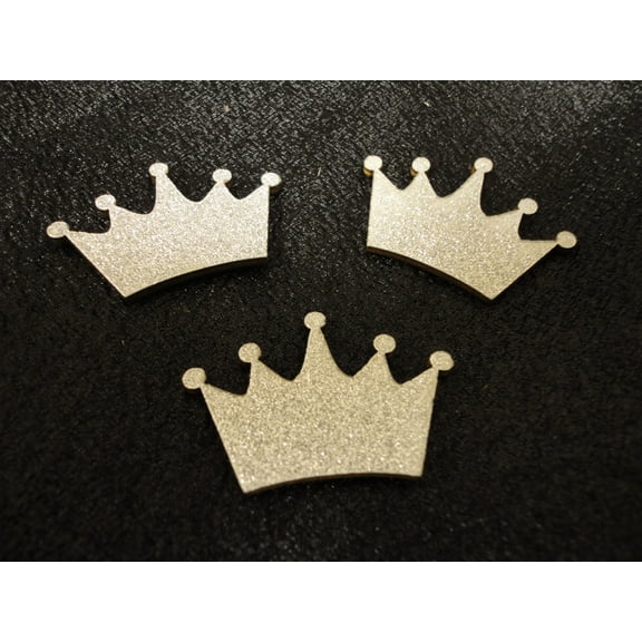 Charmed Silver Wooden Crown Ornaments for Little Prince/Princess Themed, Baby Shower Decor, 20 Pieces
