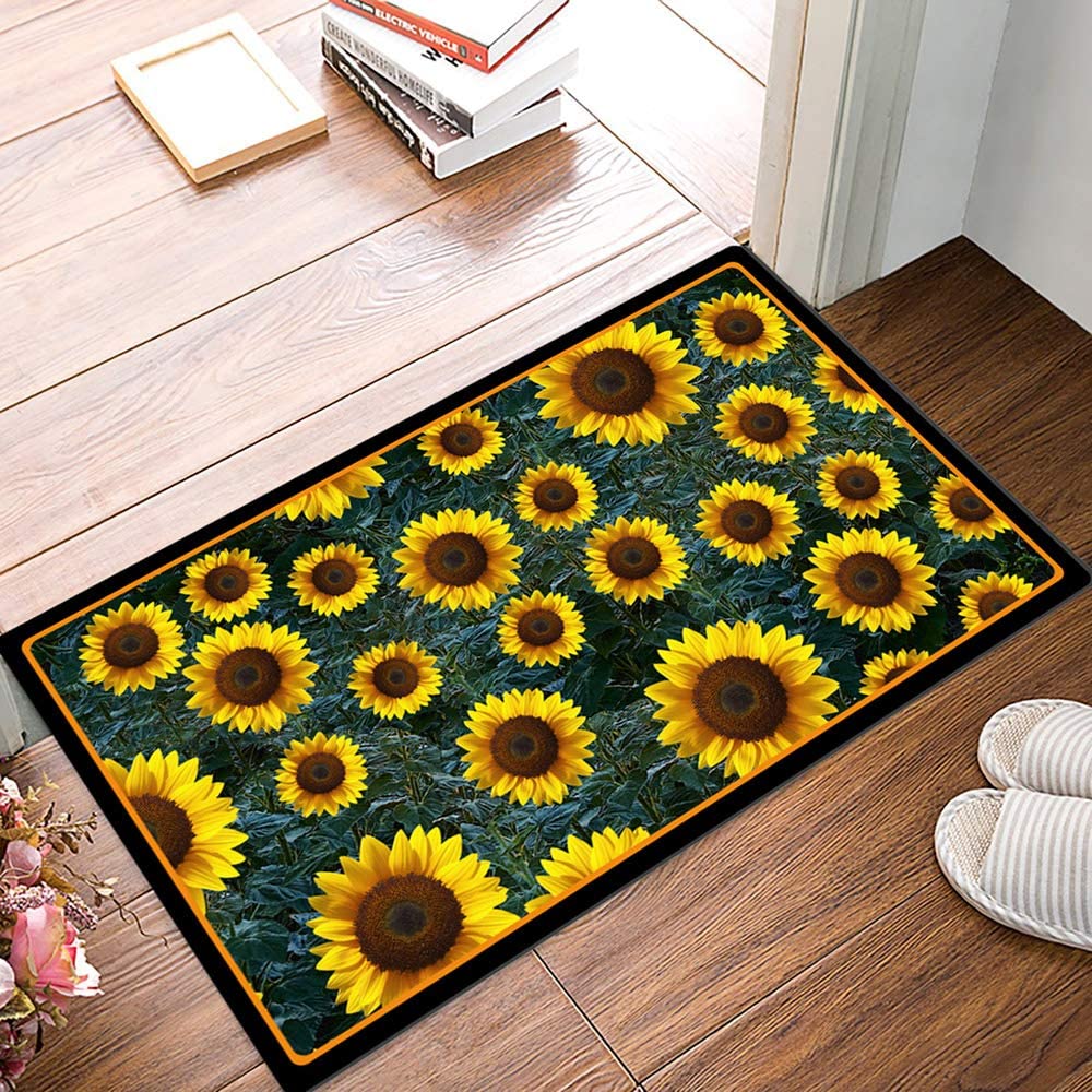 Morning View Doormat Outdoor Entrance Front Door Mats Indoor Welcome Mats Outdoor Entryway Doormat Sunflower Mat Rubber Door Mats Decorative Mat Door Mat Indoor Entrance 29×17 Inch(Sunflower Sea)