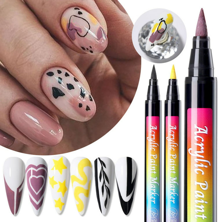 HSMQHJWE Practice Finger for Acrylic Nails under 5 3 Piece Nail Drill  Painting Tools Brush DIY Design Pen At Home Nail Flower Painting Pen  Silicone