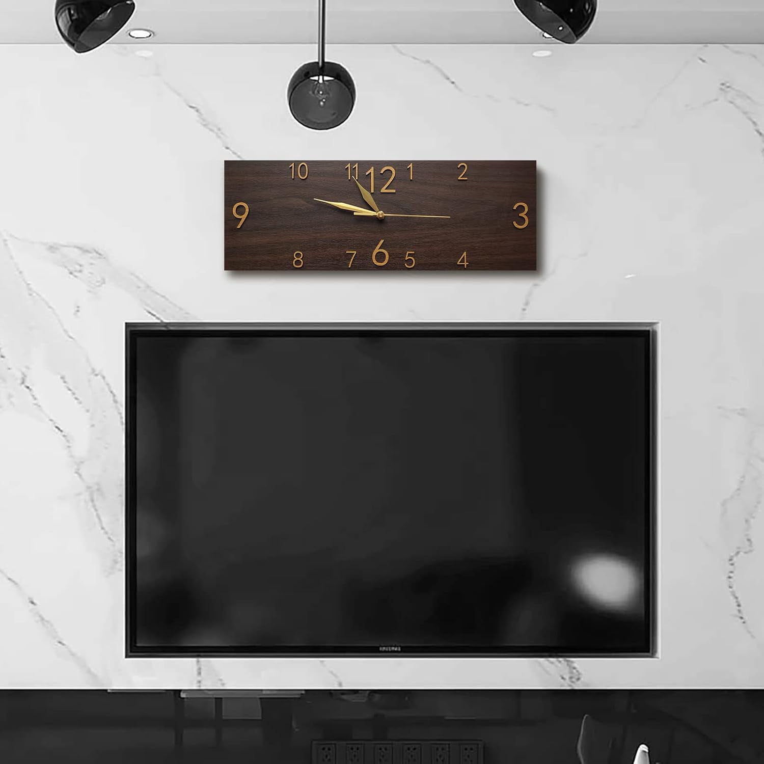 Rustic Wall Clock Silent Non-Ticking, Frameless Art Wall Clocks Farmhouse Wall Décor，Rectangle Handmade Clocks Decorative for Home Living Room Kitchen Office, Battery Operated