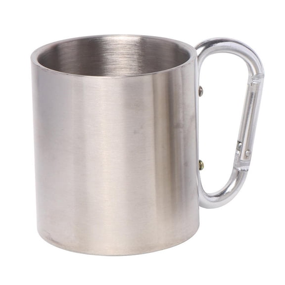 Stainless Steel Travel Mug with D-Ring Carabiner Hook Handle - Water Coffee Cup for Outdoor Camping, Carabiner Mug 10oz for Hiking & Travel