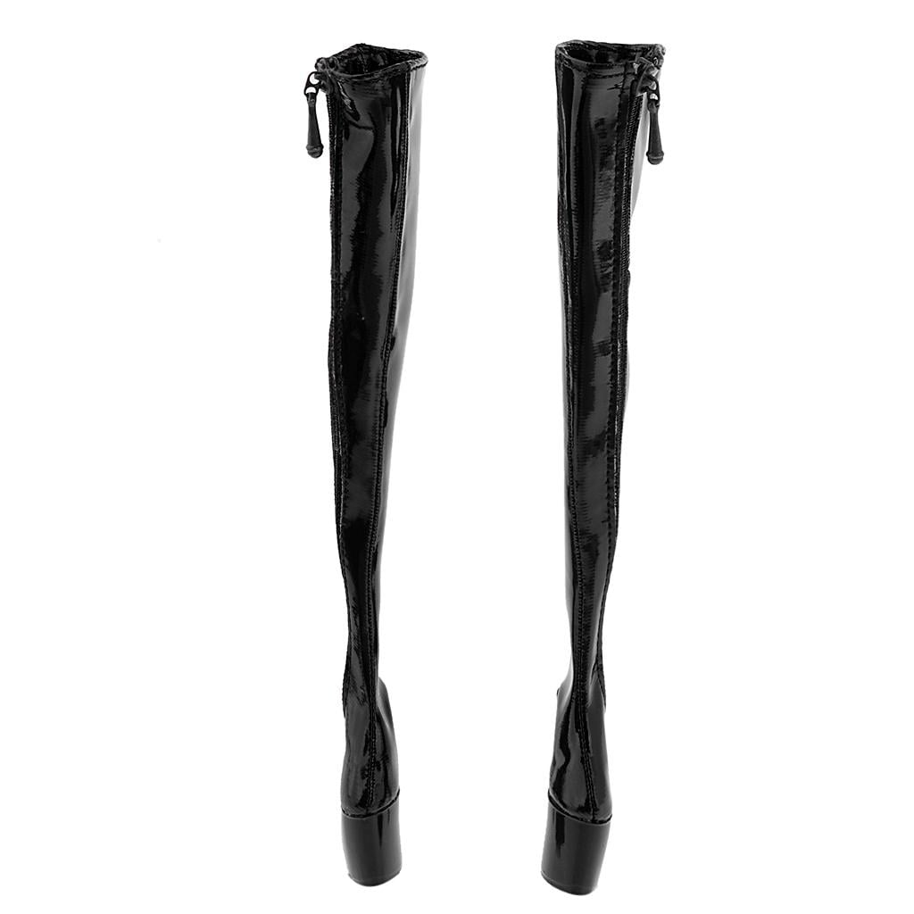 1/6 Womens Over Knee Long Boots PU High Heels Shoes for 12 Inch Hot Toy DIY Red 