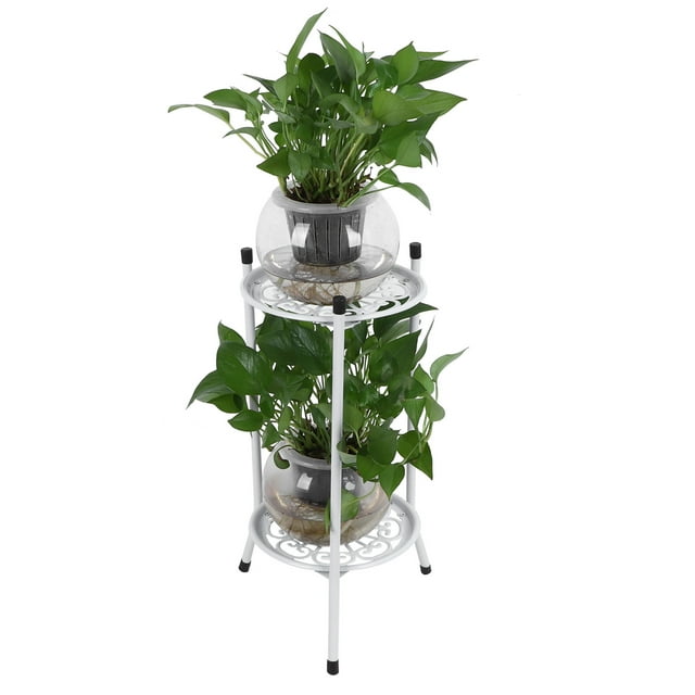 Porte-pot à 2 Niveaux Rouille Étagère en Métal pour Jardin avec Terrasse Balcon
