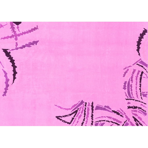 Ahgly Company Indoor Rectangle Solid Pink Modern Area Rugs, 5' x 8'